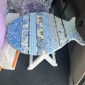 Accents | Adorable Handmade Hues Of Blue Fish Accent Table | Poshmark